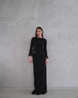 Texture two piece dress black