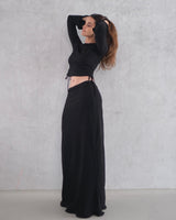 Texture two piece dress black