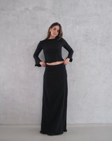 Texture two piece dress black