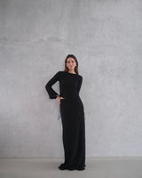 Texture two piece dress black