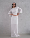 Texture two piece dress white