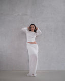 Texture two piece dress white